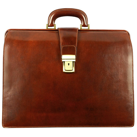 Bruine groote leren briefcase - The Firm