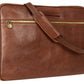 Bruin Lederen Aktetas Laptoptas - BRAVE NEW WORLD