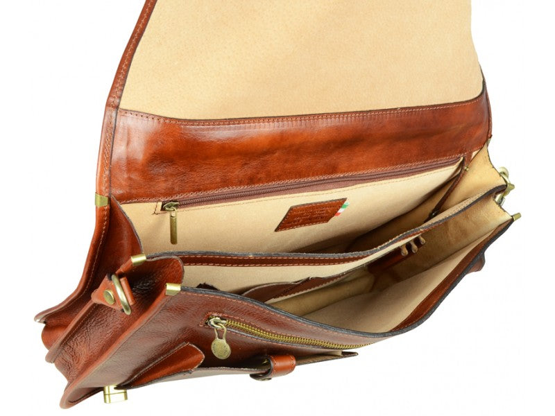 Oranje Leren Briefcase Aktetas - ILLUSIONS