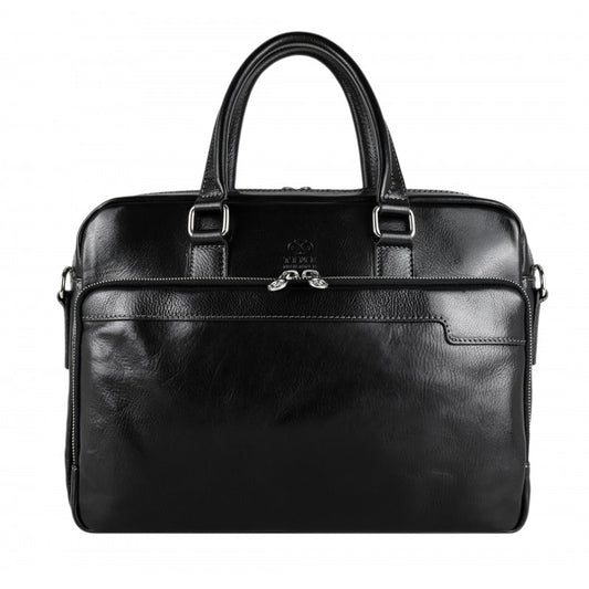 Zwart Leren Briefcase Laptoptas - ORLANDO