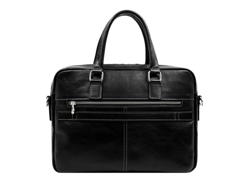 Zwart Leren Briefcase Laptoptas - ORLANDO