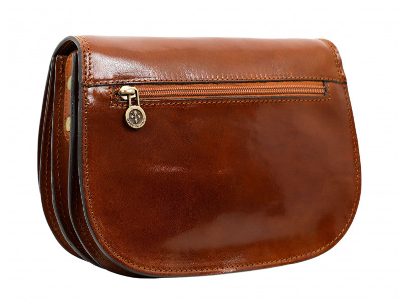 Bruine Leren Cross Body Tas - MOONFLEET
