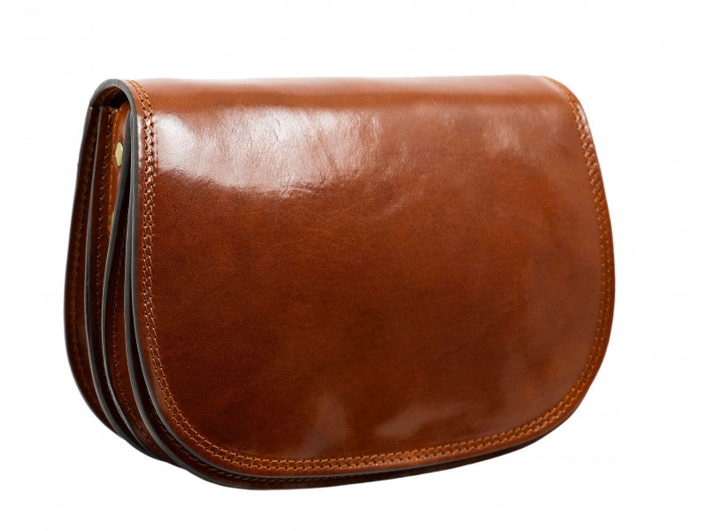 Bruine Leren Cross Body Tas - MOONFLEET