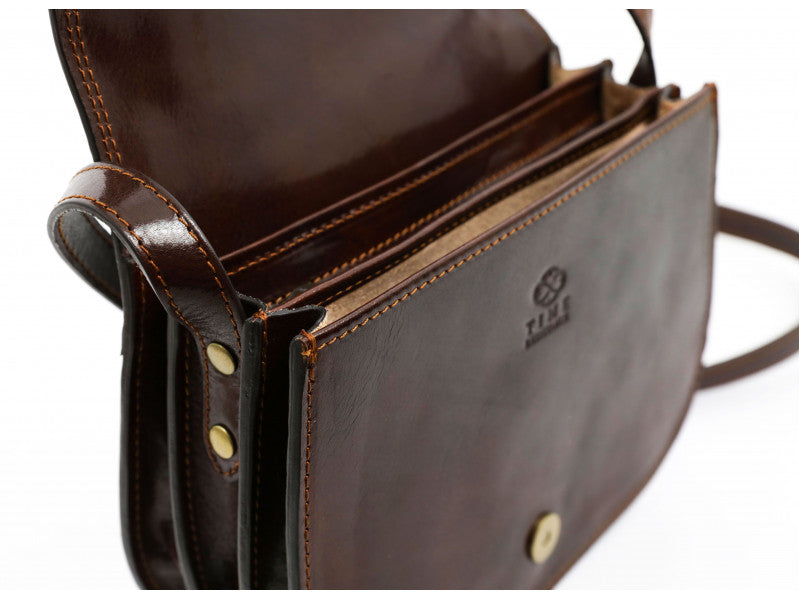 Donker Bruine Leren Cross Body Tas - MOONFLEET