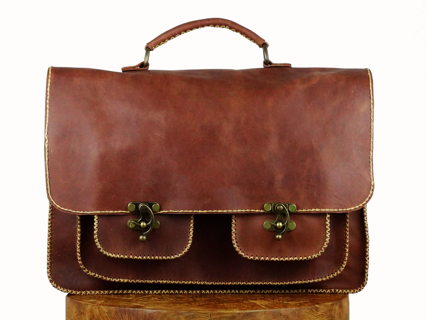 Die volle braune Ledertasche - Braun