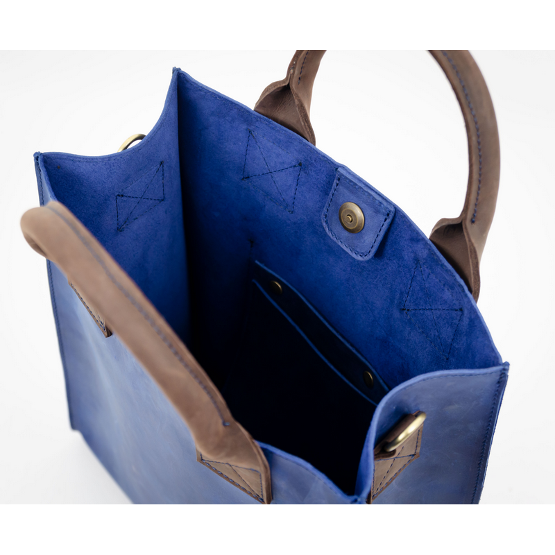 Blauw Echt Leren Tote Bag - The Republic, Dames tas, handtas