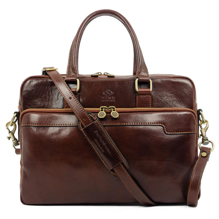Bruine Leren Briefcase Laptoptas - ORLANDO