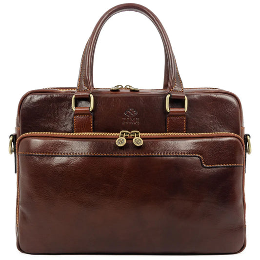 Bruine Leren Briefcase Laptoptas - ORLANDO