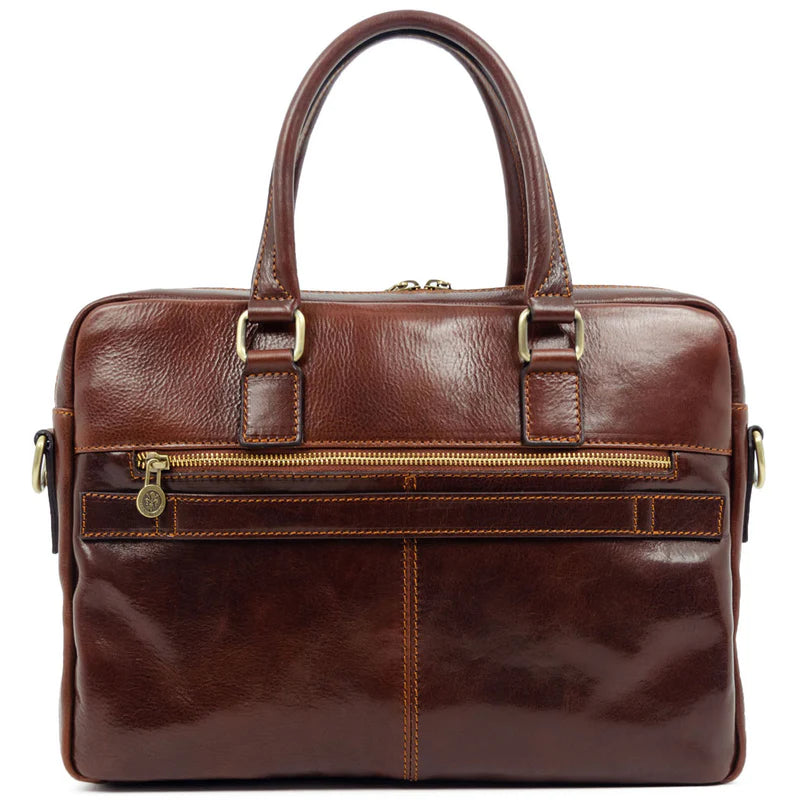 Bruine Leren Briefcase Laptoptas - ORLANDO