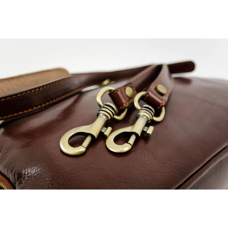 Bruine Leren Briefcase Laptoptas - ORLANDO