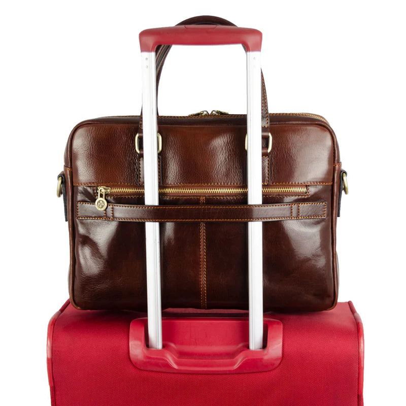 Bruine Leren Briefcase Laptoptas - ORLANDO