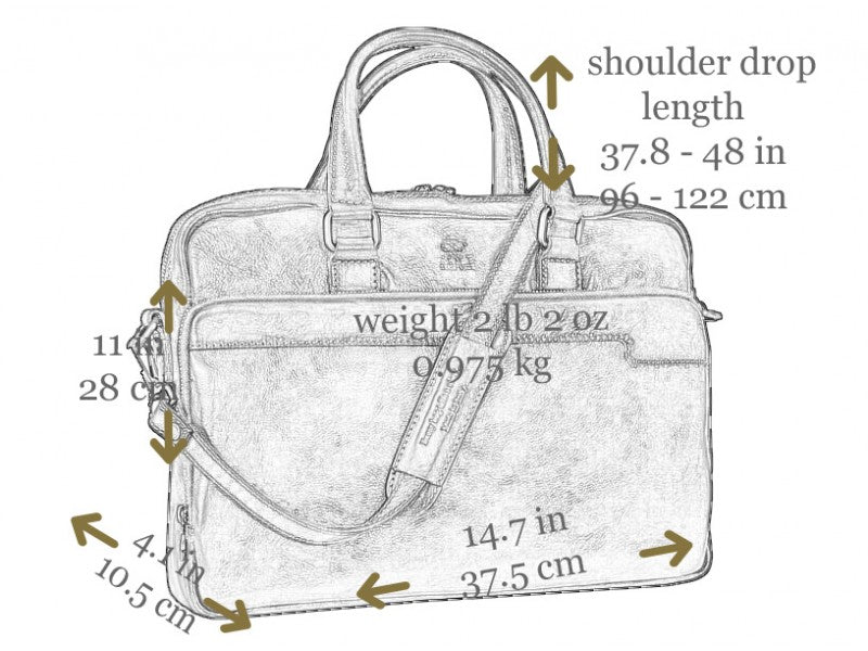 Zwart Leren Briefcase Laptoptas - ORLANDO