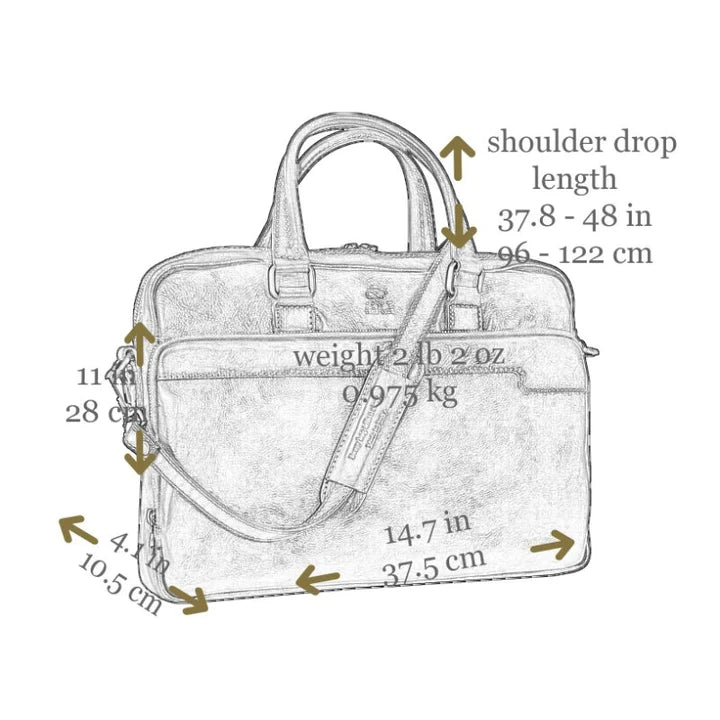 Bruine Leren Briefcase Laptoptas - ORLANDO